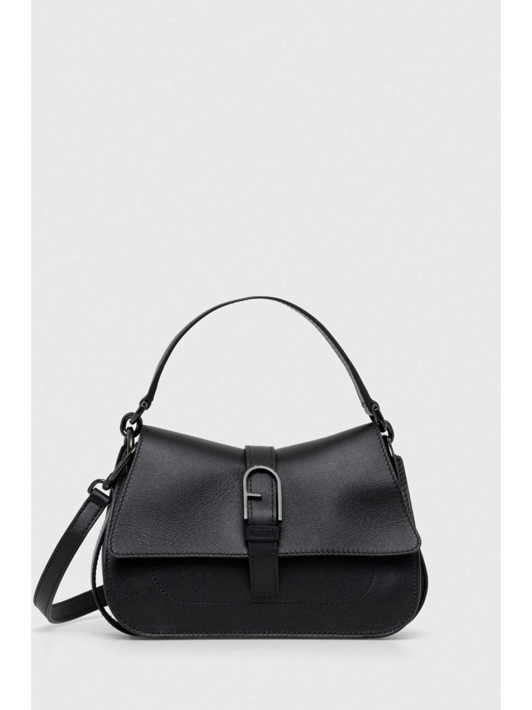 Kožená kabelka Furla Flow Mini černá barva